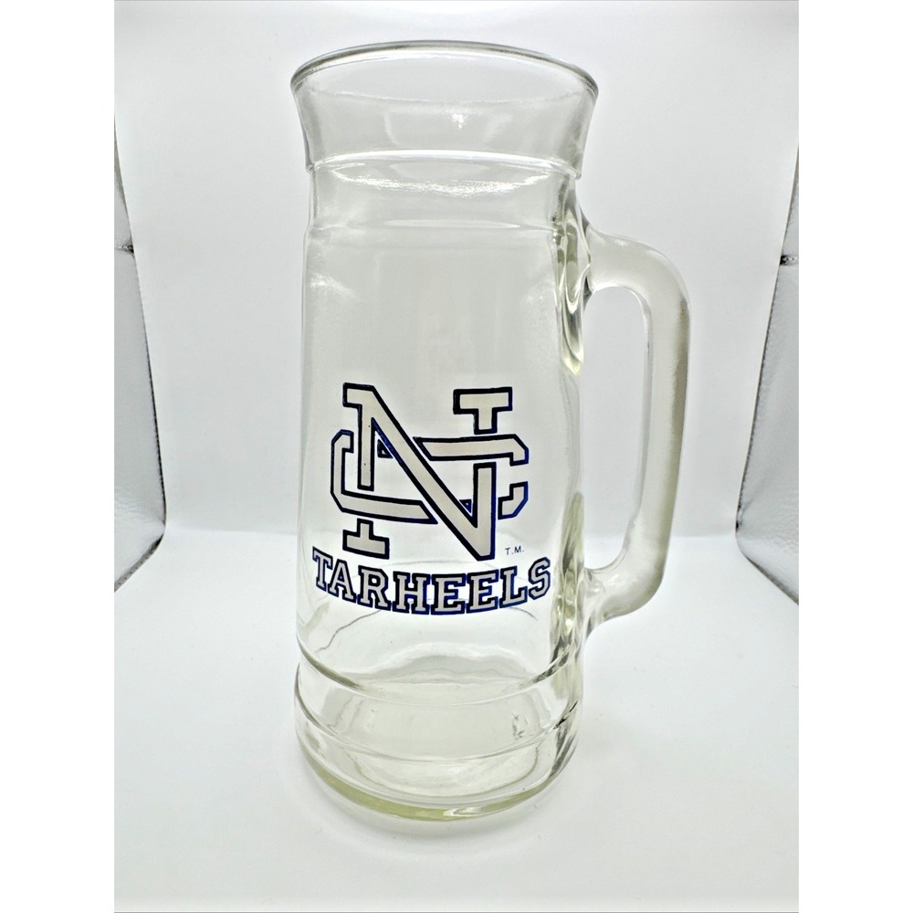 University of North Carolina Tarheels Tall Glass Beer Stein Mug UNC Vintage Logo